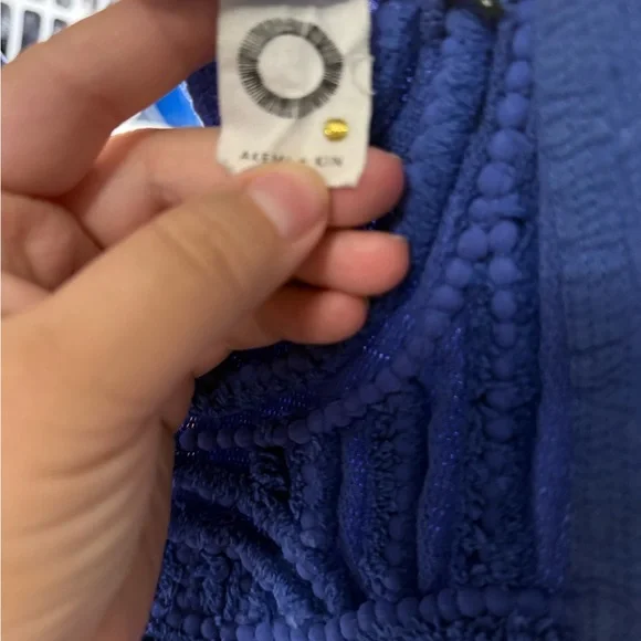 Anthropologie Blue Smocked Sleeveless Tank Top - Picture 3 of 3